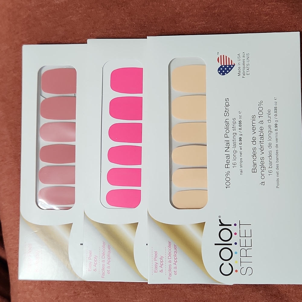Color Street lot of 3 pink strips